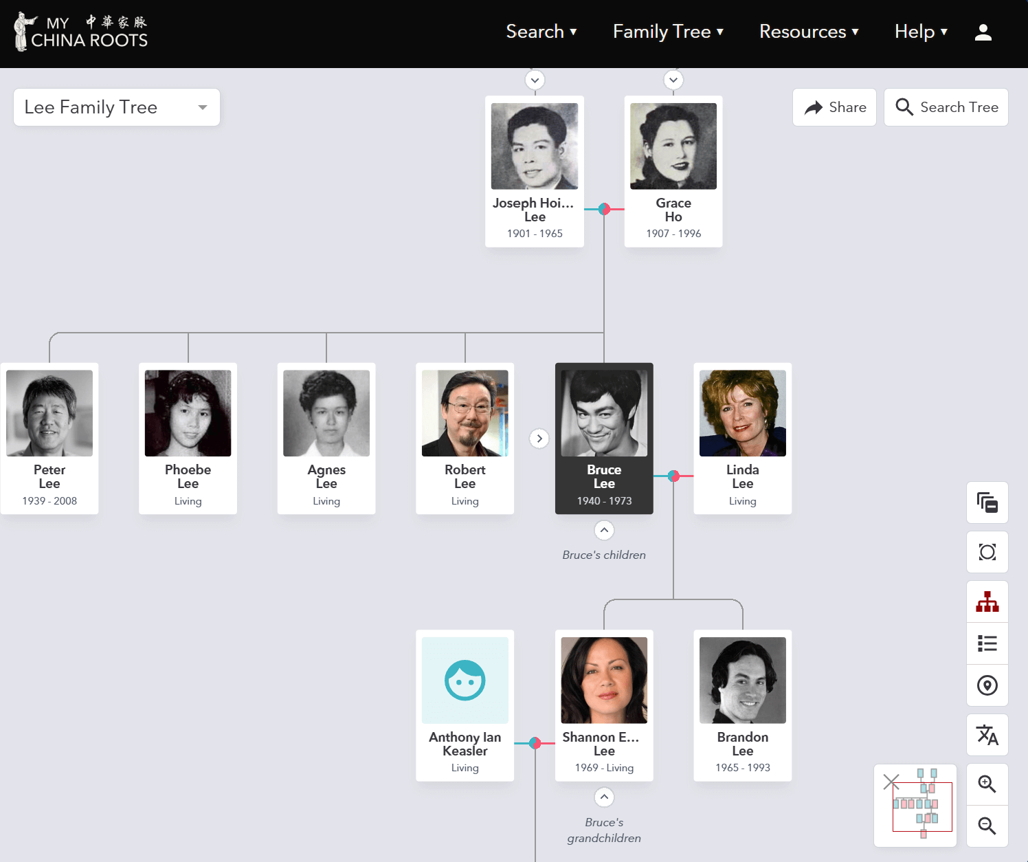 View Sample Family Tree: Bruce Lee's family tree